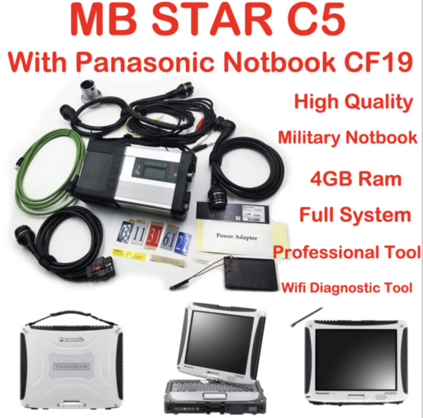 MB STAR C5 Mercedes Dealer Diagnostics laptop Touch screen with new Multiplexer,set of cables