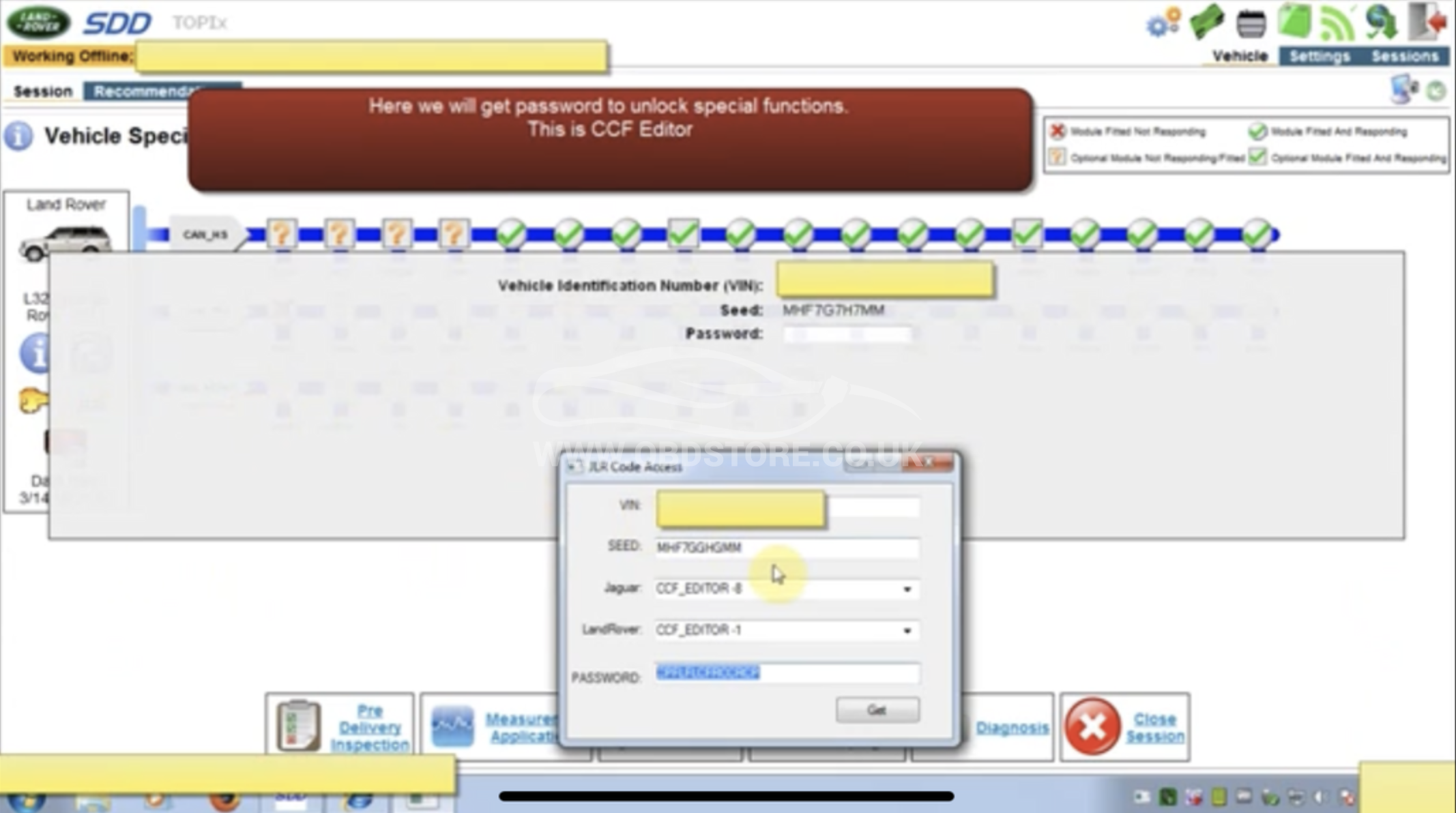 JLR Seed Code Access password
